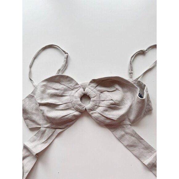 7 FOR ALL MANKIND Beige Linen Blend Cropped Tank Top, Size S - Picture 4 of 10